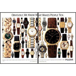 1993 Pulsar Mens and Womens Watch 2 Page Vintage Print Ad Minnie Mouse Wall Art